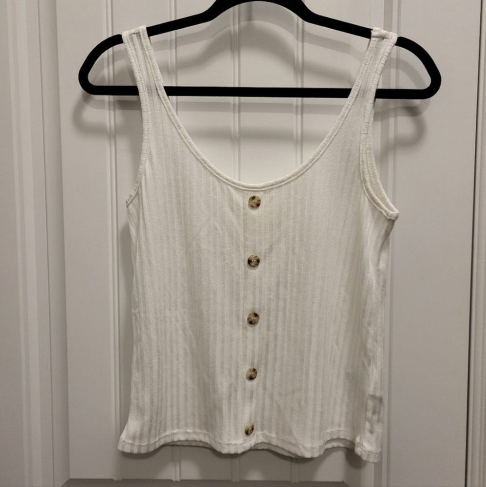H&M Cream Button-Front Tank Top, NWOT